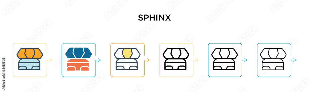 Sphinx vector icon in 6 different modern styles. Black, two colored ...