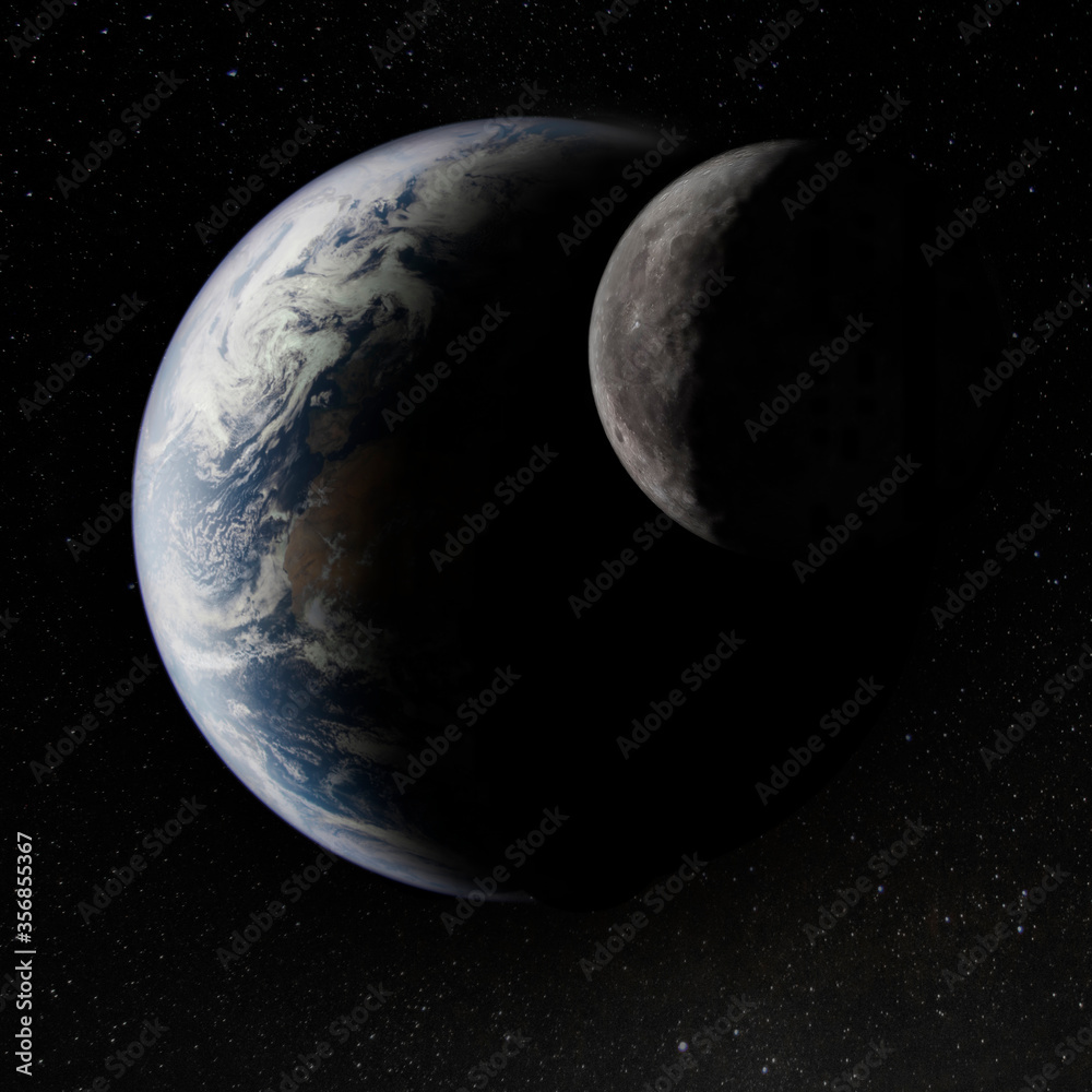Naklejka premium Earth behind the Moon. Elements of this image furnished by NASA.