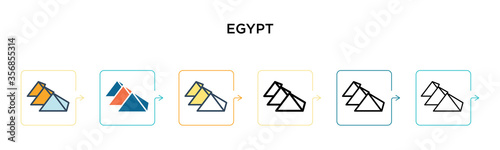 Egypt vector icon in 6 different modern styles. Black, two colored egypt icons designed in filled, outline, line and stroke style. Vector illustration can be used for web, mobile, ui