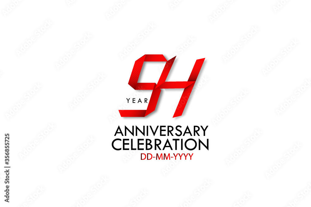 Obraz premium 54 years anniversary, Red Dark Contour color with Speedy Design minimalist logo vector illustration on white background - Vector