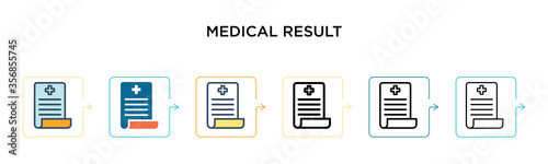 Medical result vector icon in 6 different modern styles. Black, two colored medical result icons designed in filled, outline, line and stroke style. Vector illustration can be used for web, mobile, ui
