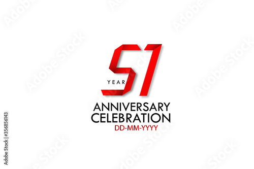 Free Download 51 years anniversary, Red Dark Contour color with Speedy Design minimalist logo vector illustration on white background - Vector - GFXLoad