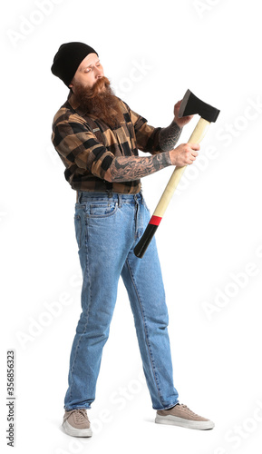Fotografia Handsome lumberjack on white background