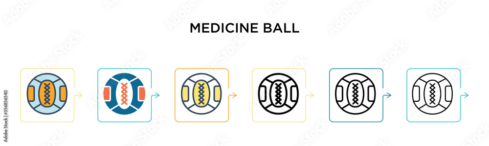 Medicine ball vector icon in 6 different modern styles. Black, two ...