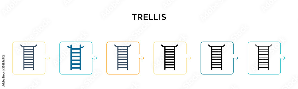 Trellis vector icon in 6 different modern styles. Black, two colored trellis icons designed in filled, outline, line and stroke style. Vector illustration can be used for web, mobile, ui Trellis vector icon in 6 different modern styles. Black, two colored trellis icons designed in filled, outline, line and stroke style. Vector illustration can be used for web, mobile, ui