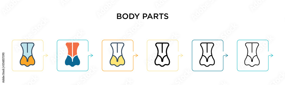 Body parts vector icon in 6 different modern styles. Black, two colored body parts icons designed in filled, outline, line and stroke style. Vector illustration can be used for web, mobile, ui Body parts vector icon in 6 different modern styles. Black, two colored body parts icons designed in filled, outline, line and stroke style. Vector illustration can be used for web, mobile, ui