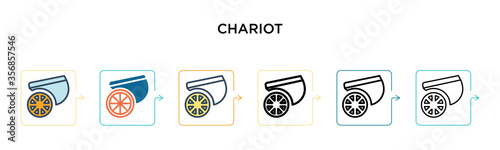 Chariot vector icon in 6 different modern styles. Black, two colored chariot icons designed in filled, outline, line and stroke style. Vector illustration can be used for web, mobile, ui