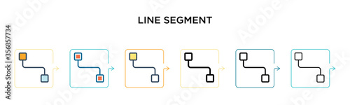 Line segment vector icon in 6 different modern styles. Black, two colored line segment icons designed in filled, outline, line and stroke style. Vector illustration can be used for web, mobile, ui