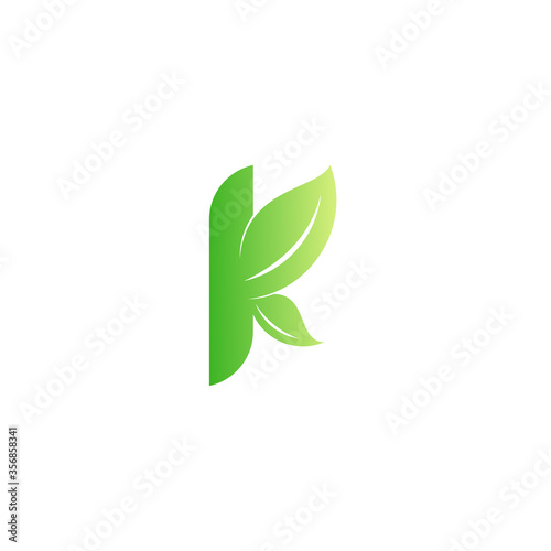 initial letter K logo and leaf design template