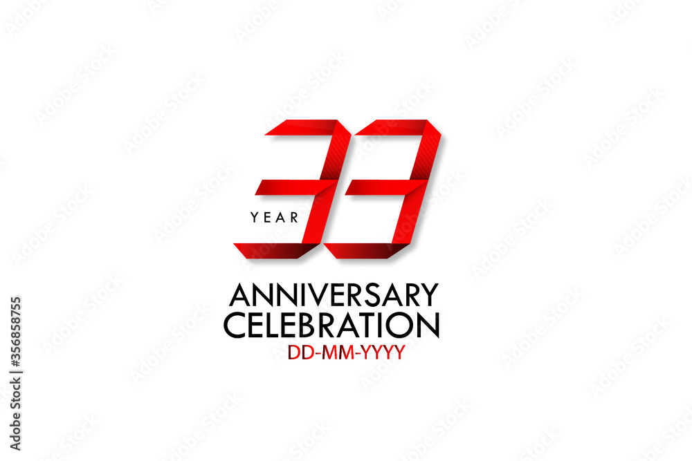 33 years anniversary, Red Dark Contour color with Speedy Design minimalist logo vector illustration on white background - Vector 33 years anniversary, Red Dark Contour color with Speedy Design minimalist logo vector illustration on white background - Vector