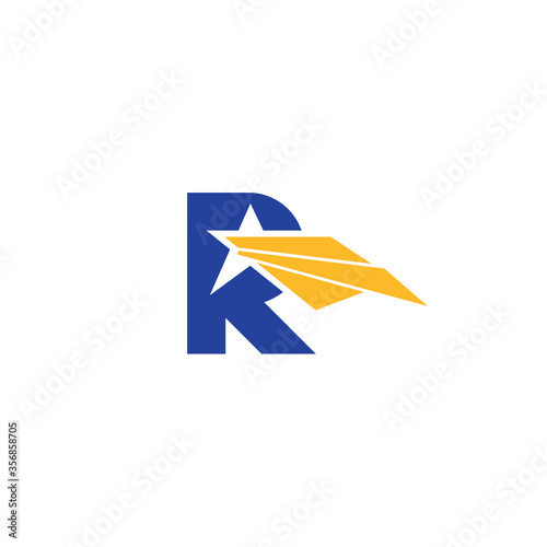 initial letter R logo and star design template