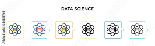 Data science vector icon in 6 different modern styles. Black, two colored data science icons designed in filled, outline, line and stroke style. Vector illustration can be used for web, mobile, ui