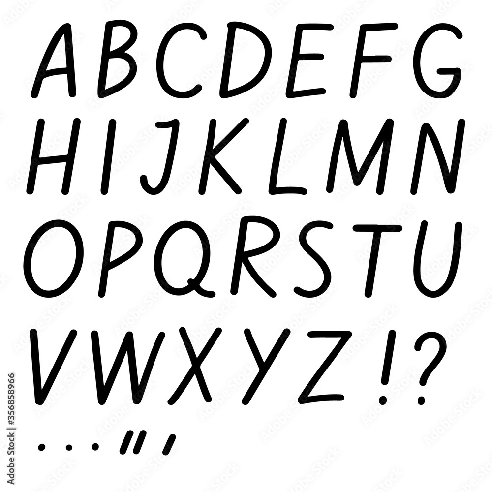 Hand Drawn Font isolated on white Hand Drawn Font isolated on white