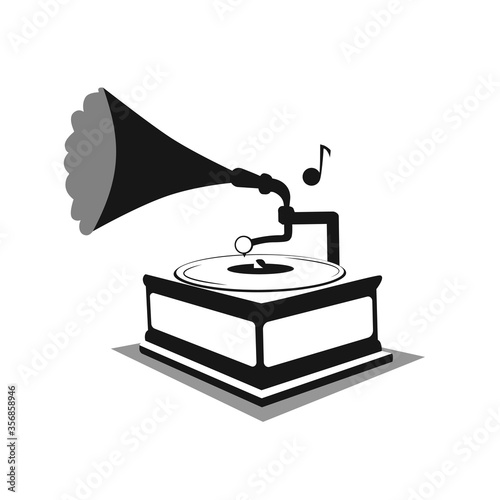 gramophone silhouette vector illustration. Retro staff. Music. Antique item