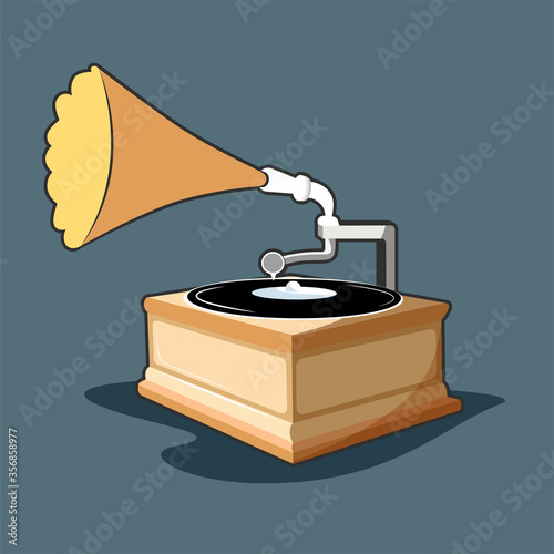 gramophone vector illustration. Retro staff. Music. Antique item