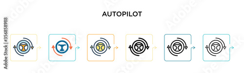 Autopilot vector icon in 6 different modern styles. Black, two colored autopilot icons designed in filled, outline, line and stroke style. Vector illustration can be used for web, mobile, ui