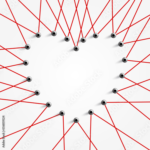A lot of strings making the shape of a heart. Vector illustration