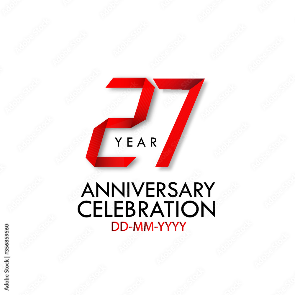 27 years anniversary, Red Dark Contour color with Speedy Design minimalist logo vector illustration on white background - Vector 27 years anniversary, Red Dark Contour color with Speedy Design minimalist logo vector illustration on white background - Vector