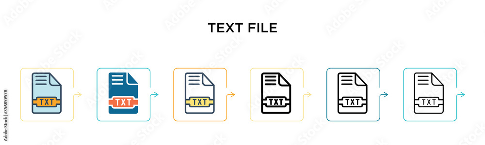 Text file vector icon in 6 different modern styles. Black, two colored ...