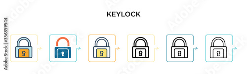 Keylock vector icon in 6 different modern styles. Black, two colored keylock icons designed in filled, outline, line and stroke style. Vector illustration can be used for web, mobile, ui