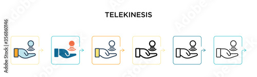 Telekinesis vector icon in 6 different modern styles. Black, two colored telekinesis icons designed in filled, outline, line and stroke style. Vector illustration can be used for web, mobile, ui
