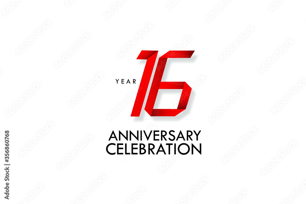 16 years anniversary, Red Dark Contour color with Speedy Design minimalist logo vector illustration on white background - Vector 16 years anniversary, Red Dark Contour color with Speedy Design minimalist logo vector illustration on white background - Vector