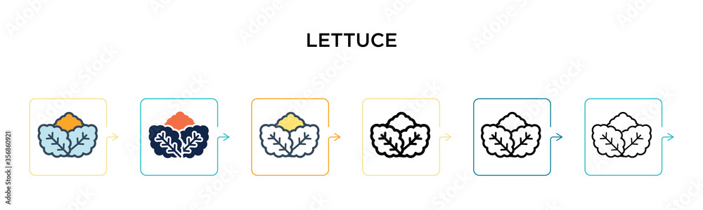 Lettuce vector icon in 6 different modern styles. Black, two colored lettuce icons designed in filled, outline, line and stroke style. Vector illustration can be used for web, mobile, ui Lettuce vector icon in 6 different modern styles. Black, two colored lettuce icons designed in filled, outline, line and stroke style. Vector illustration can be used for web, mobile, ui