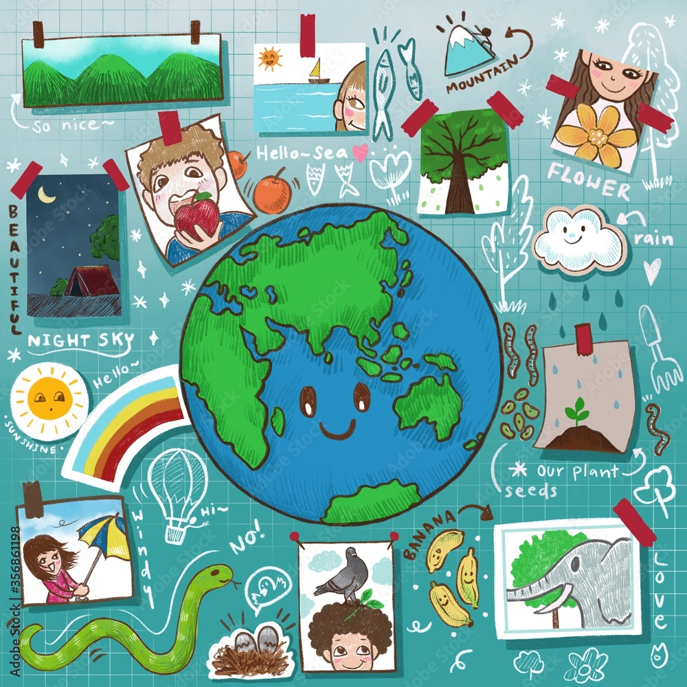 Obraz premium The world with travel memories.