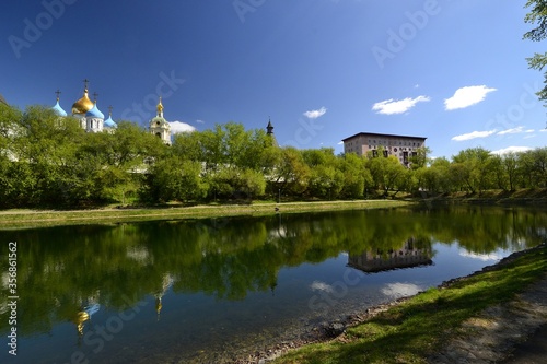  Pond of Novospassky Monastery in spring