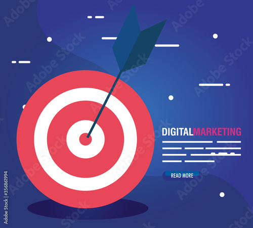 digital online marketing for business and social media marketing, target with arrow vector illustration design