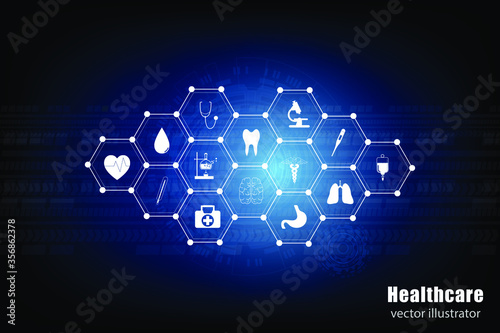 Health care and medical icon in innovation concept background design, vector illustrator
