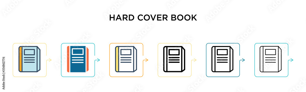 Hard cover book vector icon in 6 different modern styles. Black, two colored hard cover book icons designed in filled, outline, line and stroke style. Vector illustration can be used for web, mobile, Hard cover book vector icon in 6 different modern styles. Black, two colored hard cover book icons designed in filled, outline, line and stroke style. Vector illustration can be used for web, mobile,