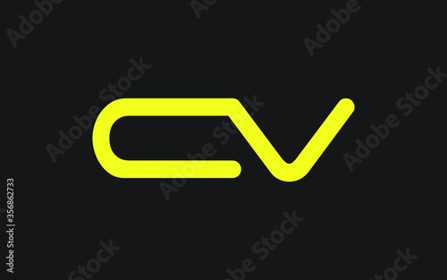 CV or VC Letter Initial Logo Design, Vector Template