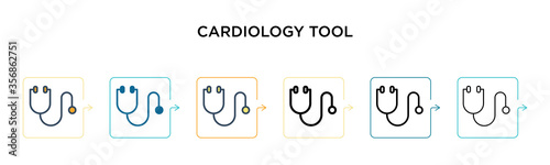 Cardiology tool vector icon in 6 different modern styles. Black, two colored cardiology tool icons designed in filled, outline, line and stroke style. Vector illustration can be used for web, mobile,