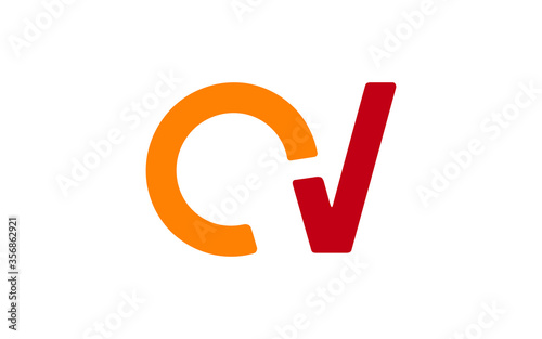CV or VC Letter Initial Logo Design, Vector Template