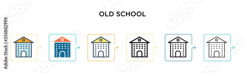 Old school vector icon in 6 different modern styles. Black, two colored old school icons designed in filled, outline, line and stroke style. Vector illustration can be used for web, mobile, ui