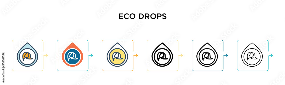 Eco drops vector icon in 6 different modern styles. Black, two colored eco drops icons designed in filled, outline, line and stroke style. Vector illustration can be used for web, mobile, ui Eco drops vector icon in 6 different modern styles. Black, two colored eco drops icons designed in filled, outline, line and stroke style. Vector illustration can be used for web, mobile, ui