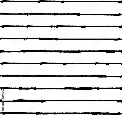 Brush Stroke Collection . Grunge lines . Vector stripes . Distressed Black dividers . set of dirty Textured shape .scratches for your design.
