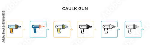 Caulk gun vector icon in 6 different modern styles. Black, two colored caulk gun icons designed in filled, outline, line and stroke style. Vector illustration can be used for web, mobile, ui