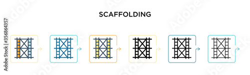 Scaffolding vector icon in 6 different modern styles. Black, two colored scaffolding icons designed in filled, outline, line and stroke style. Vector illustration can be used for web, mobile, ui