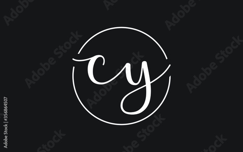 cy or yc Cursive Letter Initial Logo Design  Vector Template