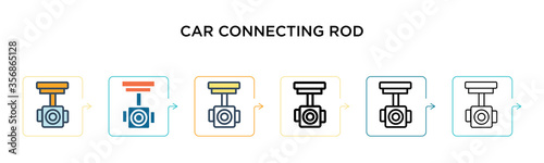 Car connecting rod vector icon in 6 different modern styles. Black, two colored car connecting rod icons designed in filled, outline, line and stroke style. Vector illustration can be used for web,