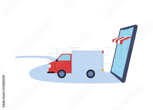 man with mask on delivery with location and application,