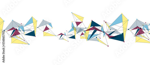 Line points connections, triangular technology design. Abstract geometric background