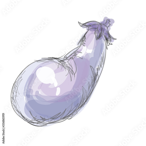 なす　【水彩画】【手描き風】【野菜】