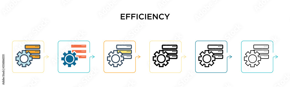 Efficiency vector icon in 6 different modern styles. Black, two colored efficiency icons designed in filled, outline, line and stroke style. Vector illustration can be used for web, mobile, ui Efficiency vector icon in 6 different modern styles. Black, two colored efficiency icons designed in filled, outline, line and stroke style. Vector illustration can be used for web, mobile, ui