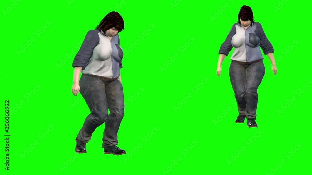4k animation of over weight Avatar woman who is walking very slowly along and then fall down on the street because she is having health problems. 4k animation of over weight Avatar woman who is walking very slowly along and then fall down on the street because she is having health problems.