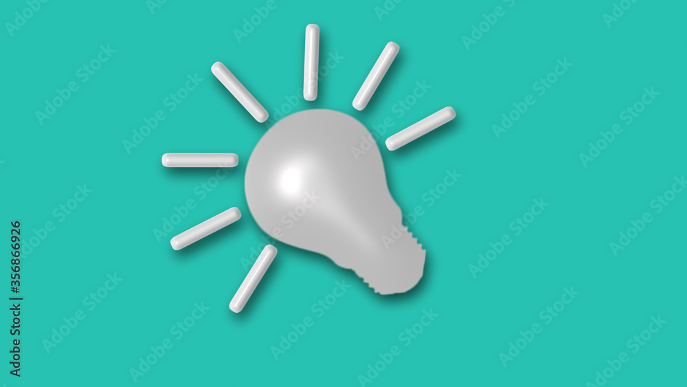 3d white bulb icon on cyan background,3d idea bulb 3d white bulb icon on cyan background,3d idea bulb