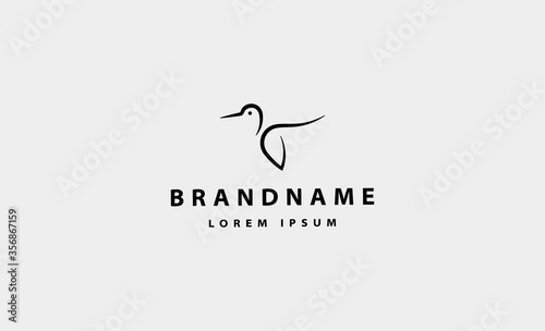 Bird Colibri Logo Simple Line Vector Design