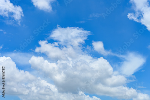 beautiful blue sky with white clouds in the morning horizontal composition